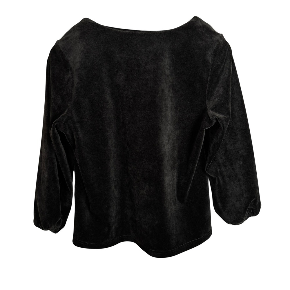 MARINE LAYER Black Jasmine Velour V-Neck Top Long Sleeve Size XS Holiday NYE - Picture 3 of 11